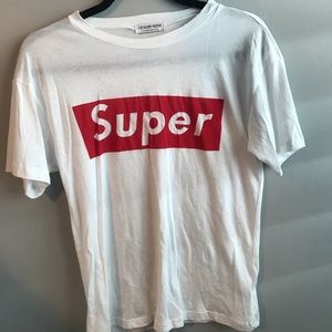 A fashionNova shirt that says “super”